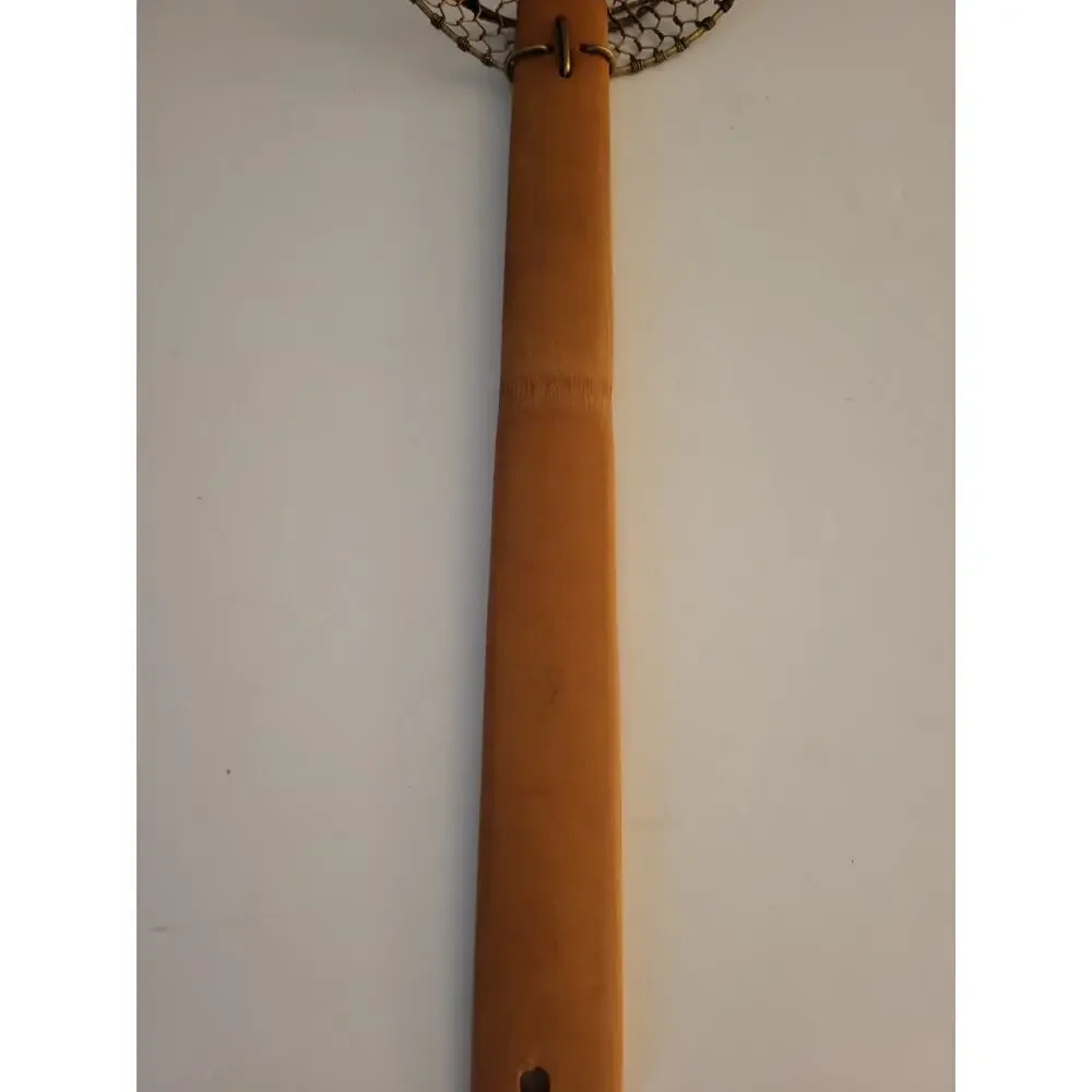 TWISTED COPPER WIRE SKIMMER STRAINER COLANDER WOOD HANDLE 15